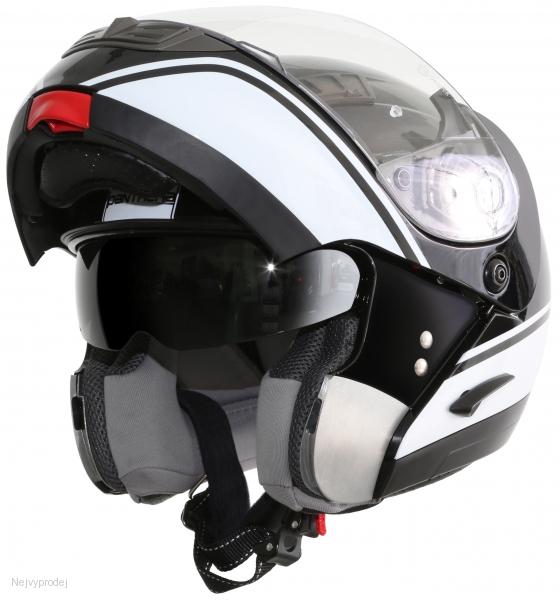 Moto přilba PANTHERA MS1 SHELBY černo/bílá